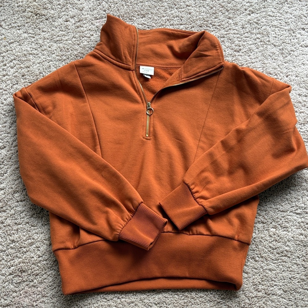 Burnt Orange Zip-Up Sweater